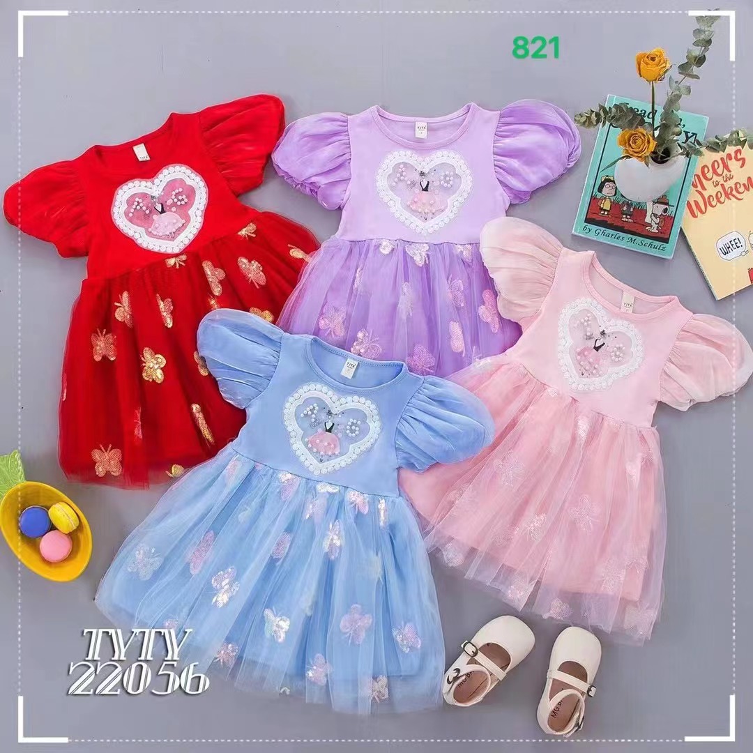 Little girl Summer Dress Cute Short sleeve gauze Princess Dress 2 Specification drawing