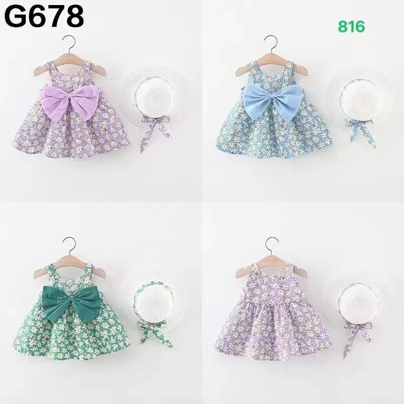 New halter sleeveless printed dress for little girls details Picture