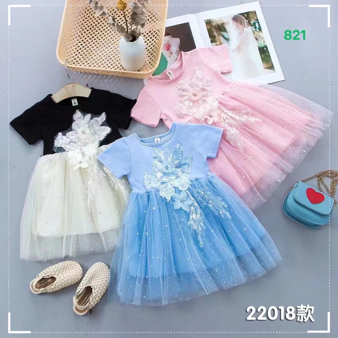 Little girl Summer Dress Cute Short sleeve gauze Princess Dress 2 details Picture