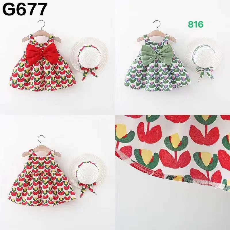 New halter sleeveless printed dress for little girls Item Picture