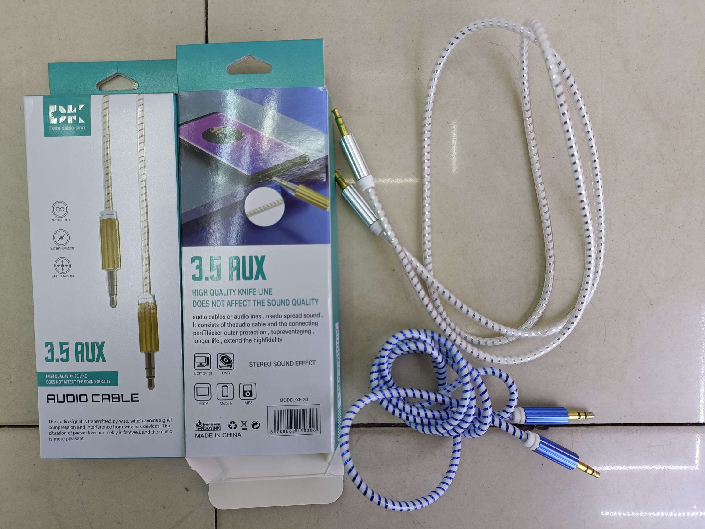 One meter color silk flower head AUX audio cable XF-30