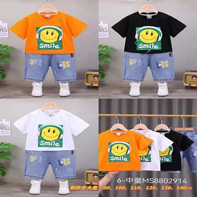 Boy's short sleeve T-Shirt and denim shorts outfit set thumbnail