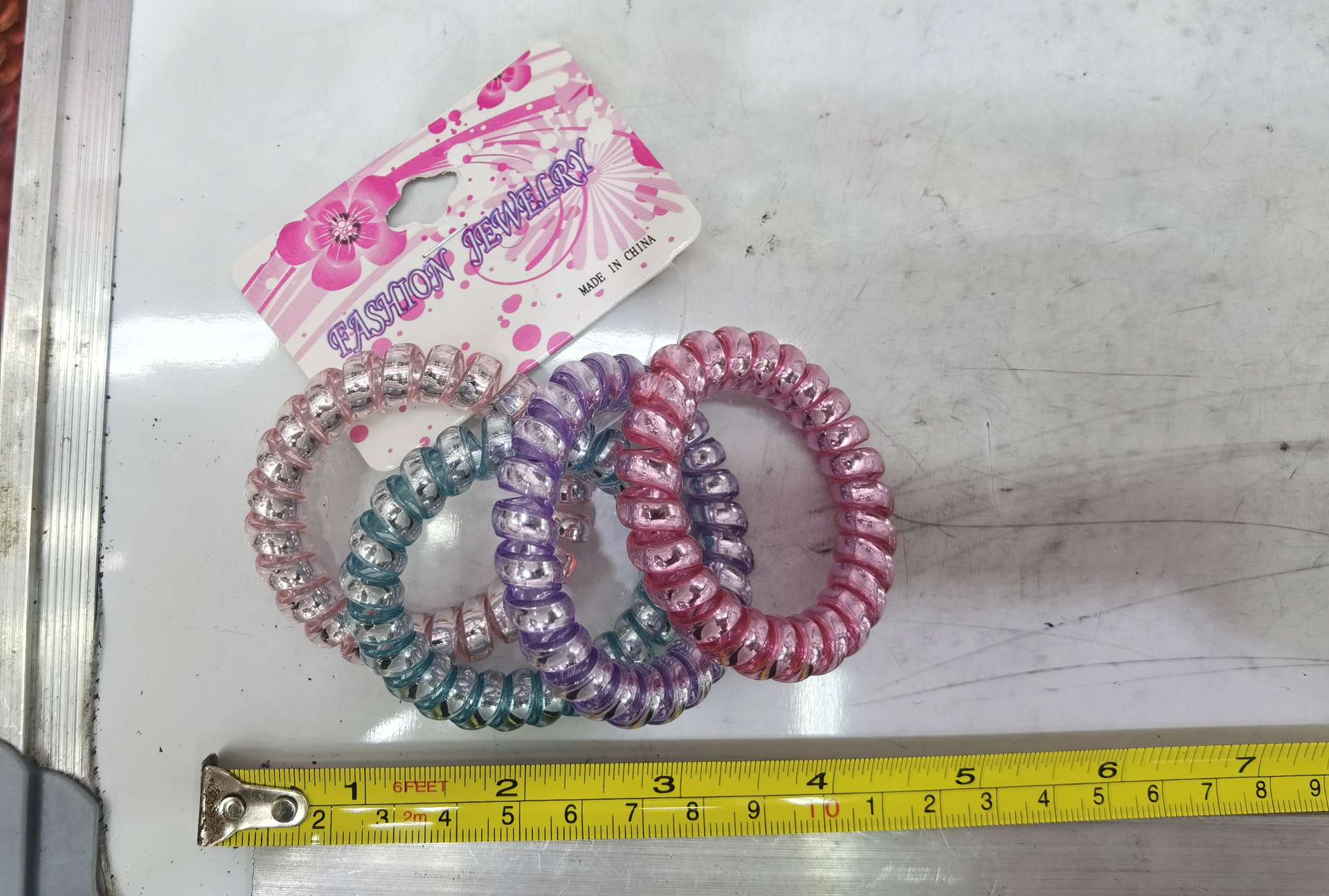 Bright silver high stretch telephone cord hair band simple and durable high stretch tie hair accessories