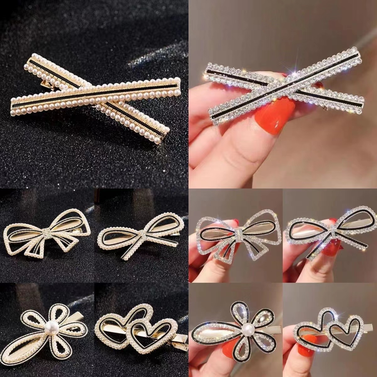 韩国东大门闪钻发夹可爱简约鸭嘴夹网红ins气质侧边夹女刘海夹子详情5