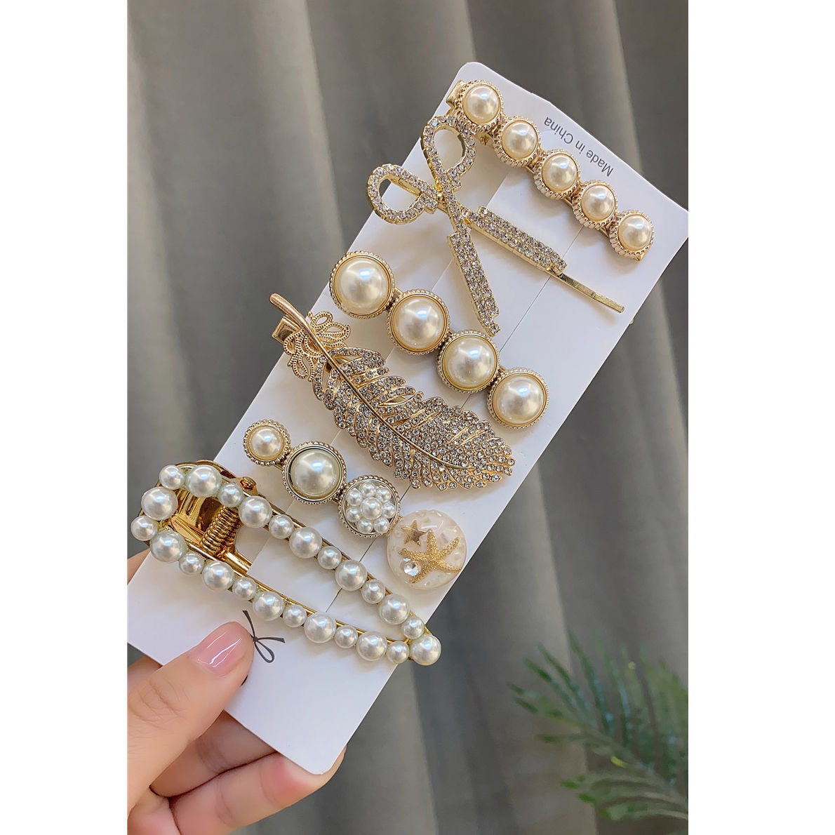 珍珠发夹套装韩国刘海夹头饰少女甜美可爱简约边夹发卡详情2