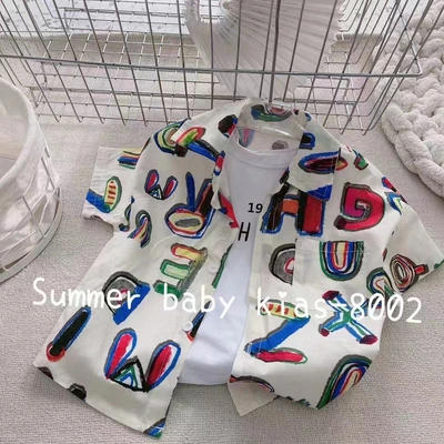 Boys' short sleeve cartoon printed button down shirt thumbnail