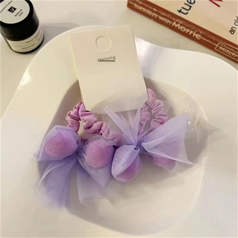 糖果色蝴蝶结发绳网红2023年新款皮筋女扎头ins风头绳扎马尾发圈详情5