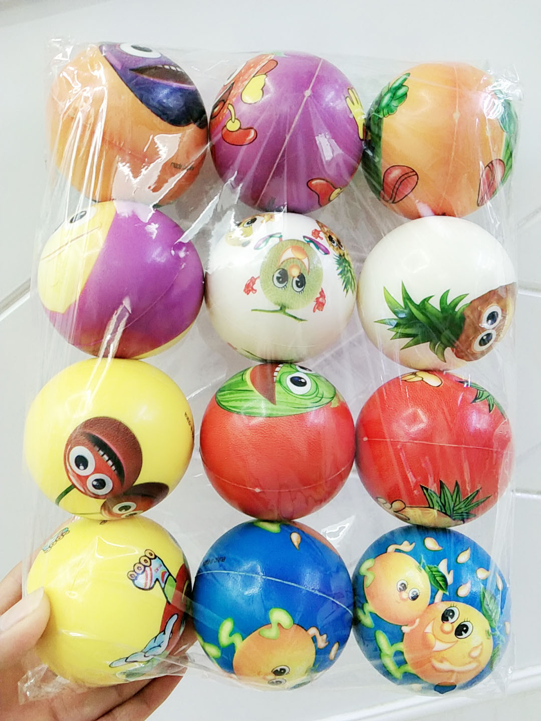 6.3Cm Fruit Pattern Stress Relief Toy Pu Ball Specification drawing