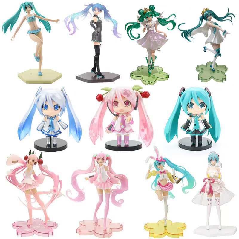 Hatsune Miku rabbit ear ghost doll model bag patrol Hatsune hand Q version doll cake decoration