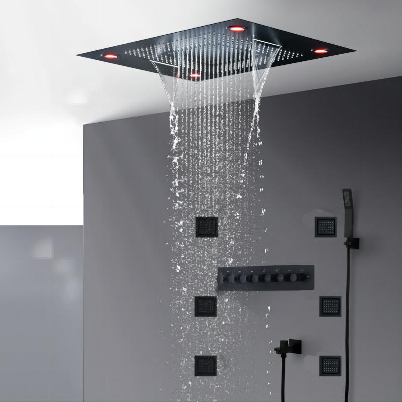Concealed installation fashion luxury seven way jumbo size led light shower set thumbnail