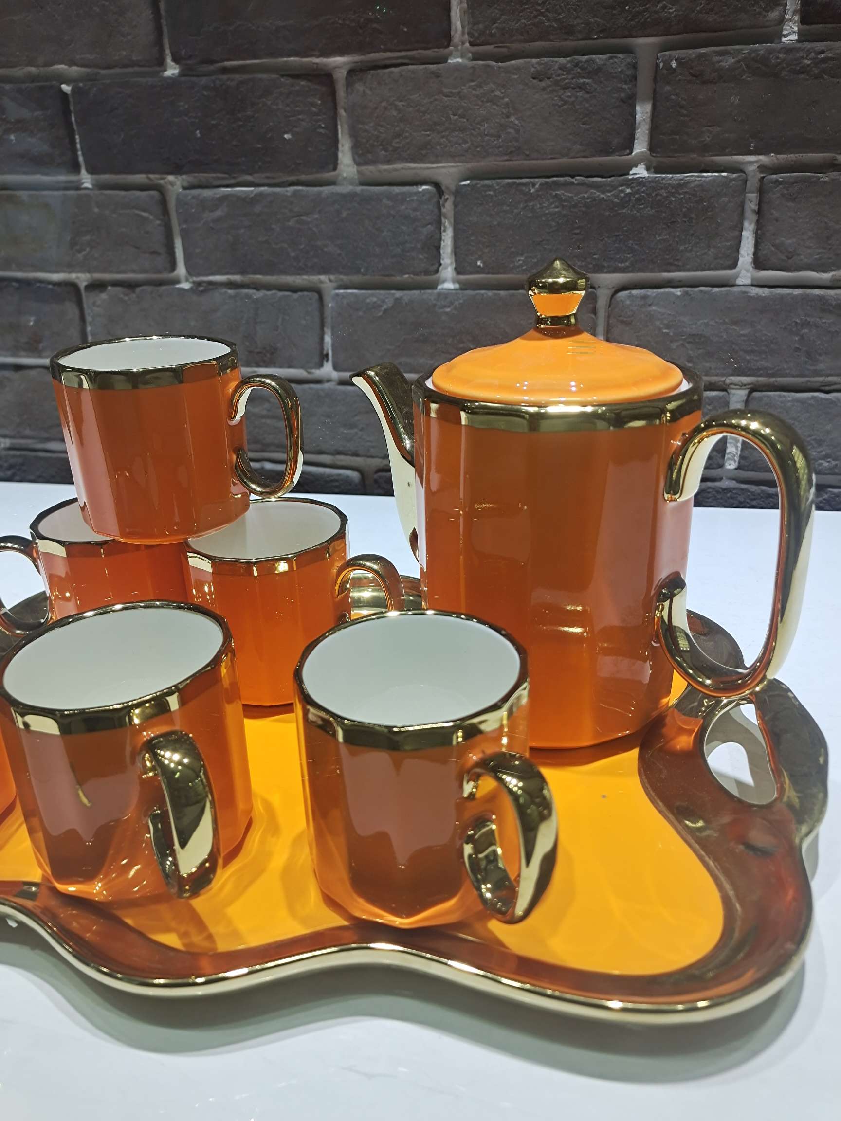 Jingdezhen Ceramic Water Set 1 Pot 6 Cups 1 Tray Water Set Cold Kettle Specification drawing