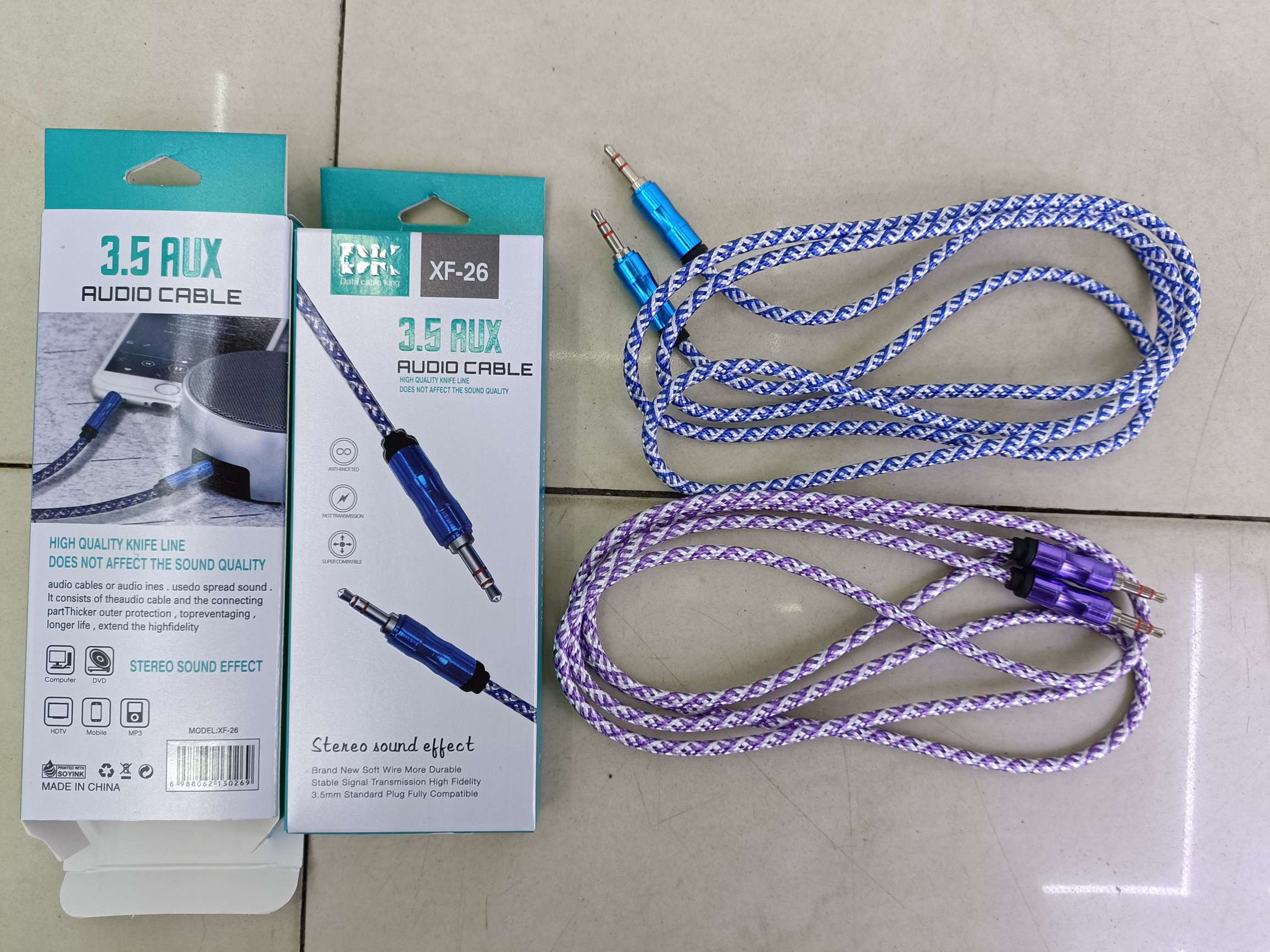 One meter five fabric braided AUX audio cable