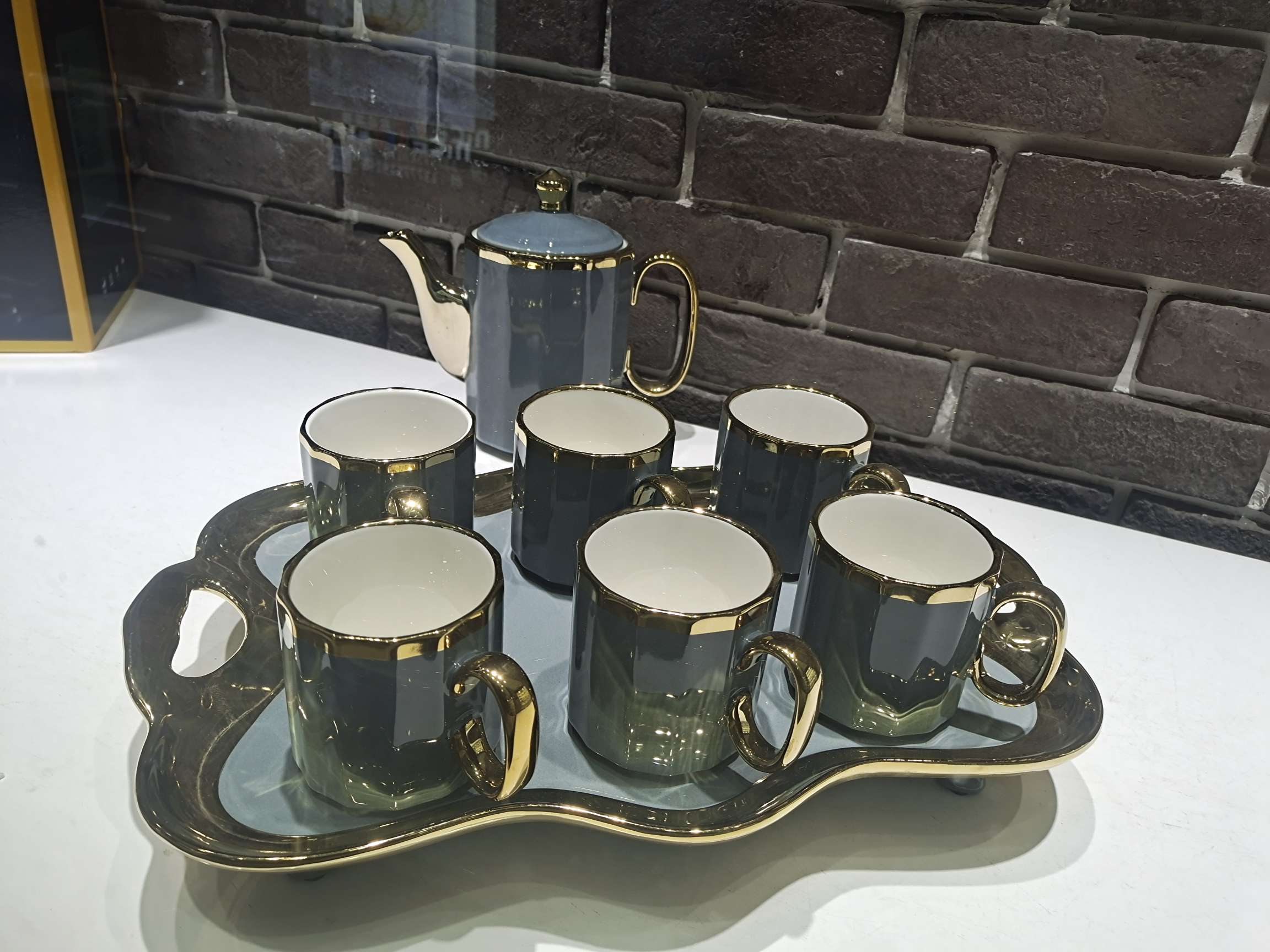 Jingdezhen Ceramic Water Set 1 Pot 6 Cups 1 Tray Water Set Cold Kettle Specification drawing