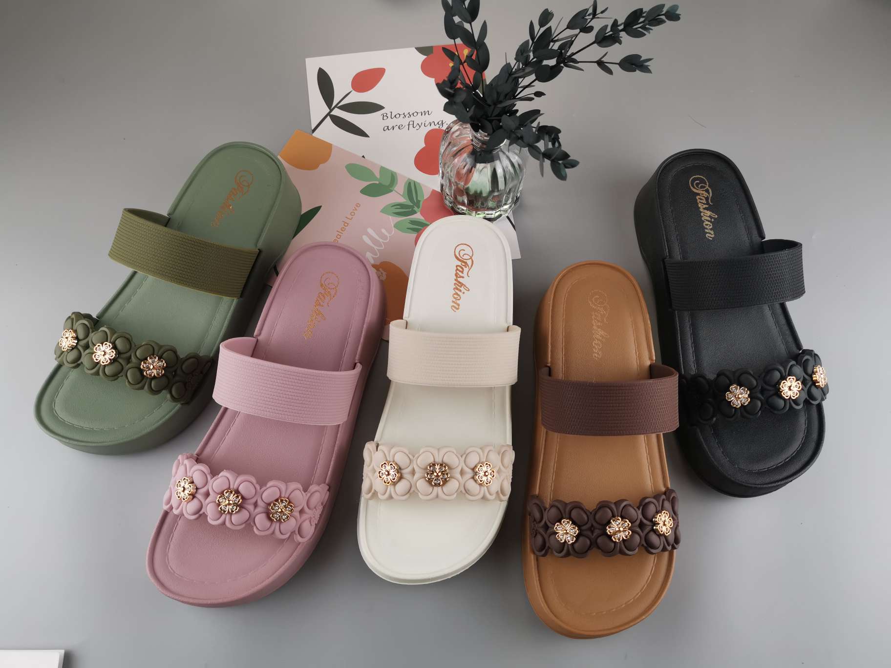 Two wear Roman sandals flat comfortable open toe simple lazy sandals 2023 summer new pearl sandals tide 003