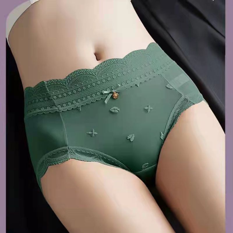 The Mystery of the Magic Box: Pure Desire High-waisted embroidered mesh lace Sexy Ultra-thin pure cotton seamless simple triangular underpants Application Scenario