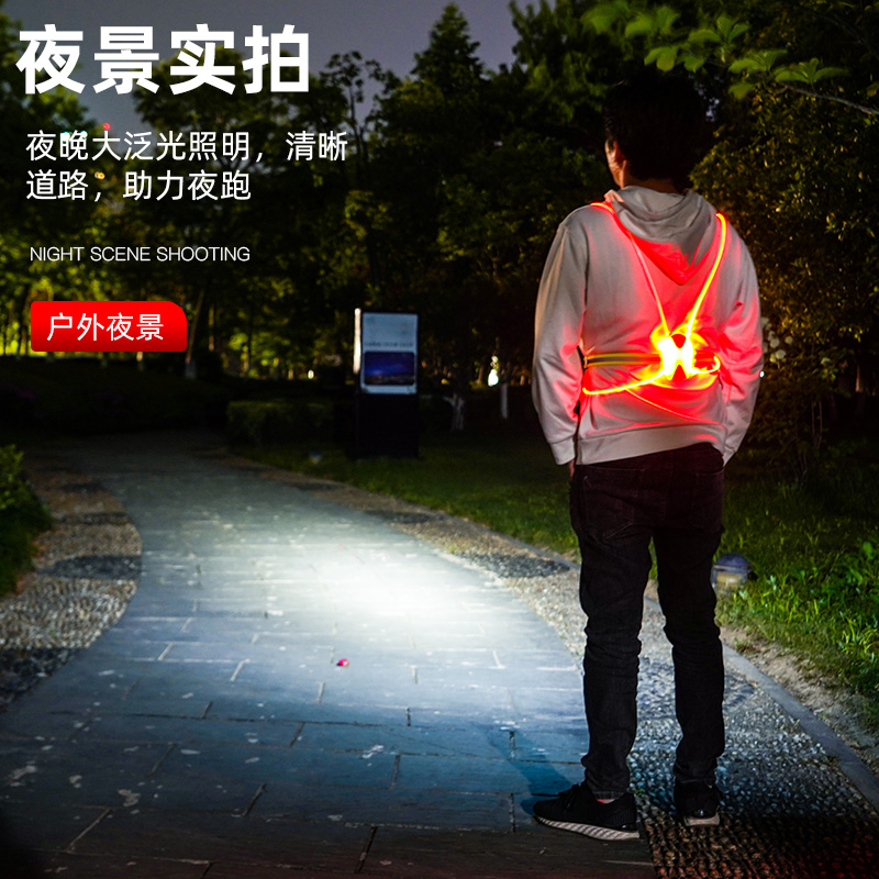 XA-718 Running light, night running safety light, led charging, wearable fiber optic running light, warning safety vest, cycling headlight, taillight, flashlight, work light Application Scenario