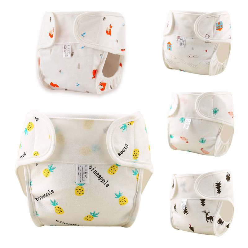 2023 New baby diaper pants soft cotton waterproof baby diaper pocket newborn washable cartoon diaper pants thumbnail