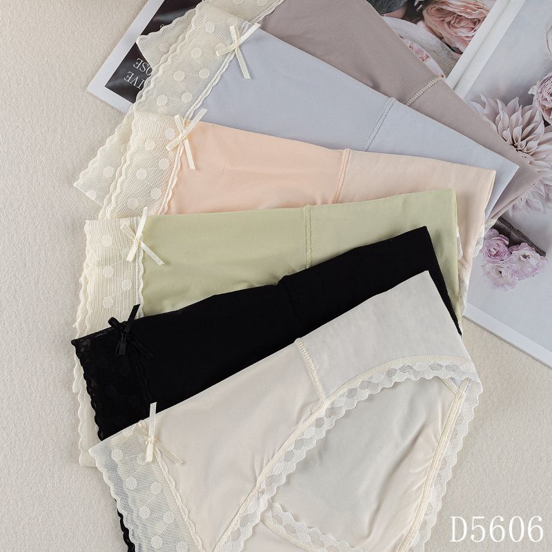The Mystery of the Magic Box: Japanese-style girl's comfortable and soft polka dot solid color mesh mid-waist women's triangle pants details Picture