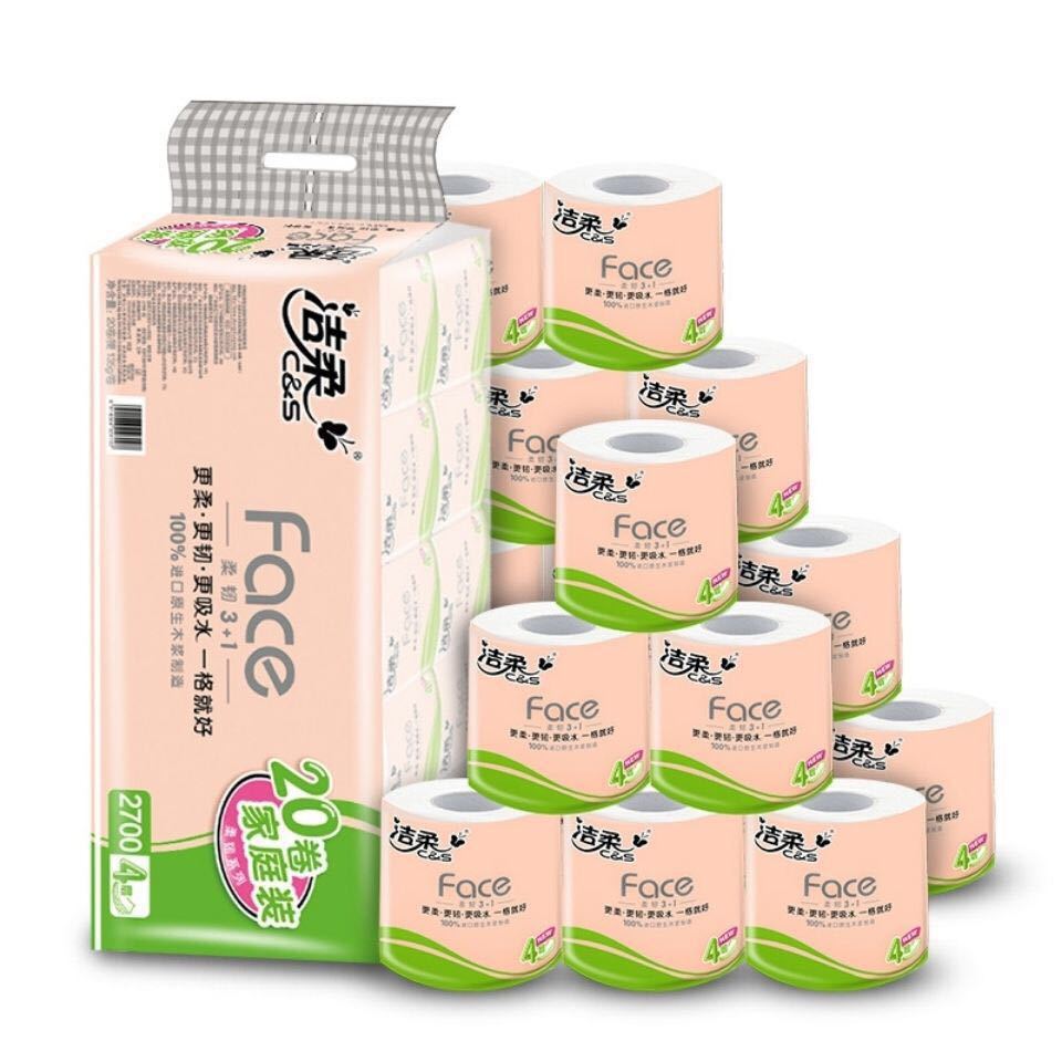 Jie Rou Toilet Paper Roll No Fragrance 4 Layers 135G*12 Rolls Loaded With Thick Wholesale Toilet Paper Large Roll With Core