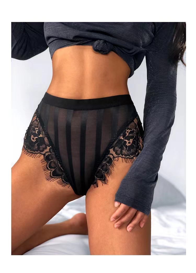 The Mystery of the Magic Box: European and American INS sexy peachy buttocks, high waist, fan-shaped eyelashes, lace trim, half T pants, thongs pic 9