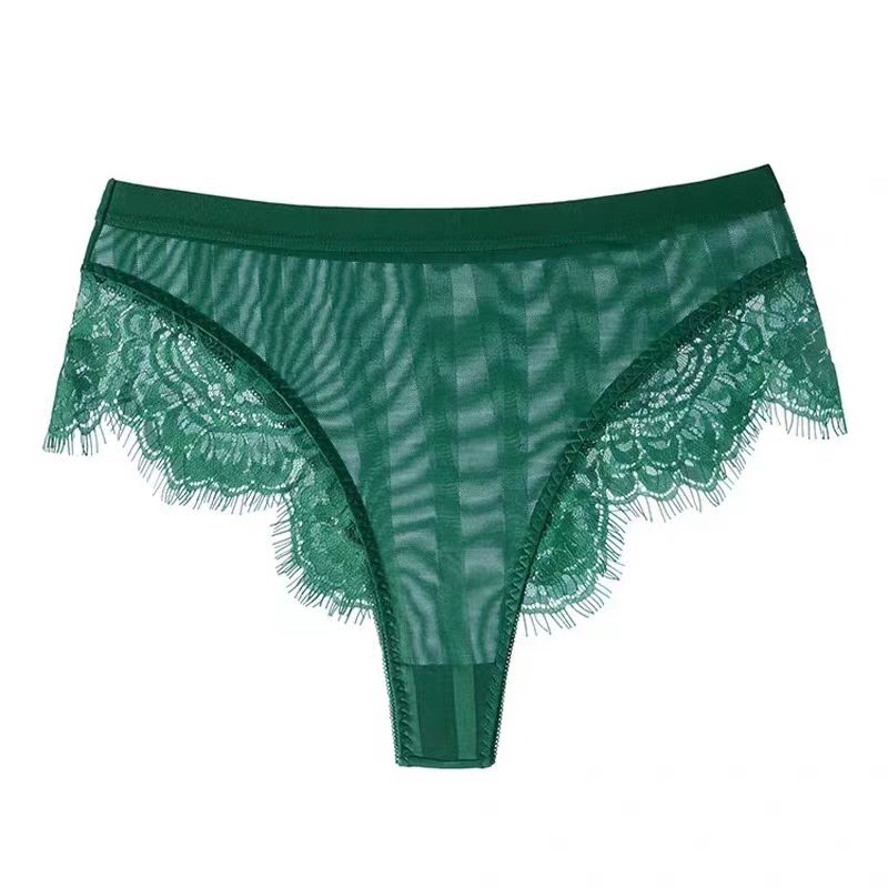 The Mystery of the Magic Box: European and American INS sexy peachy buttocks, high waist, fan-shaped eyelashes, lace trim, half T pants, thongs Item Picture