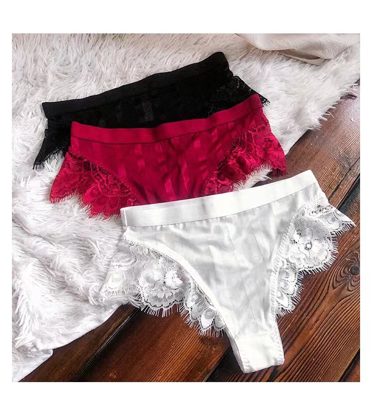 The Mystery of the Magic Box: European and American INS sexy peachy buttocks, high waist, fan-shaped eyelashes, lace trim, half T pants, thongs pic 12