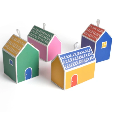 Color Small House Paper Box House Cookies Paper Box Dessert Nougat Candy Candy Box New Year Box Diy Box