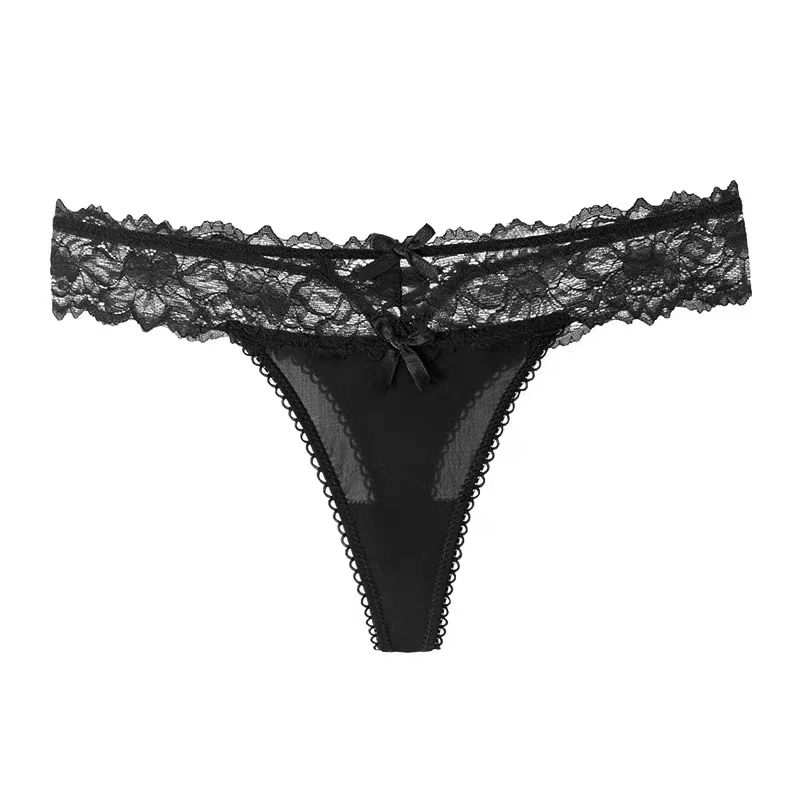 The Mystery of the Magic Box: European and American sexy peachy buttocks, lace trim, retro drawstring bow, women's low-waisted thong Application Scenario