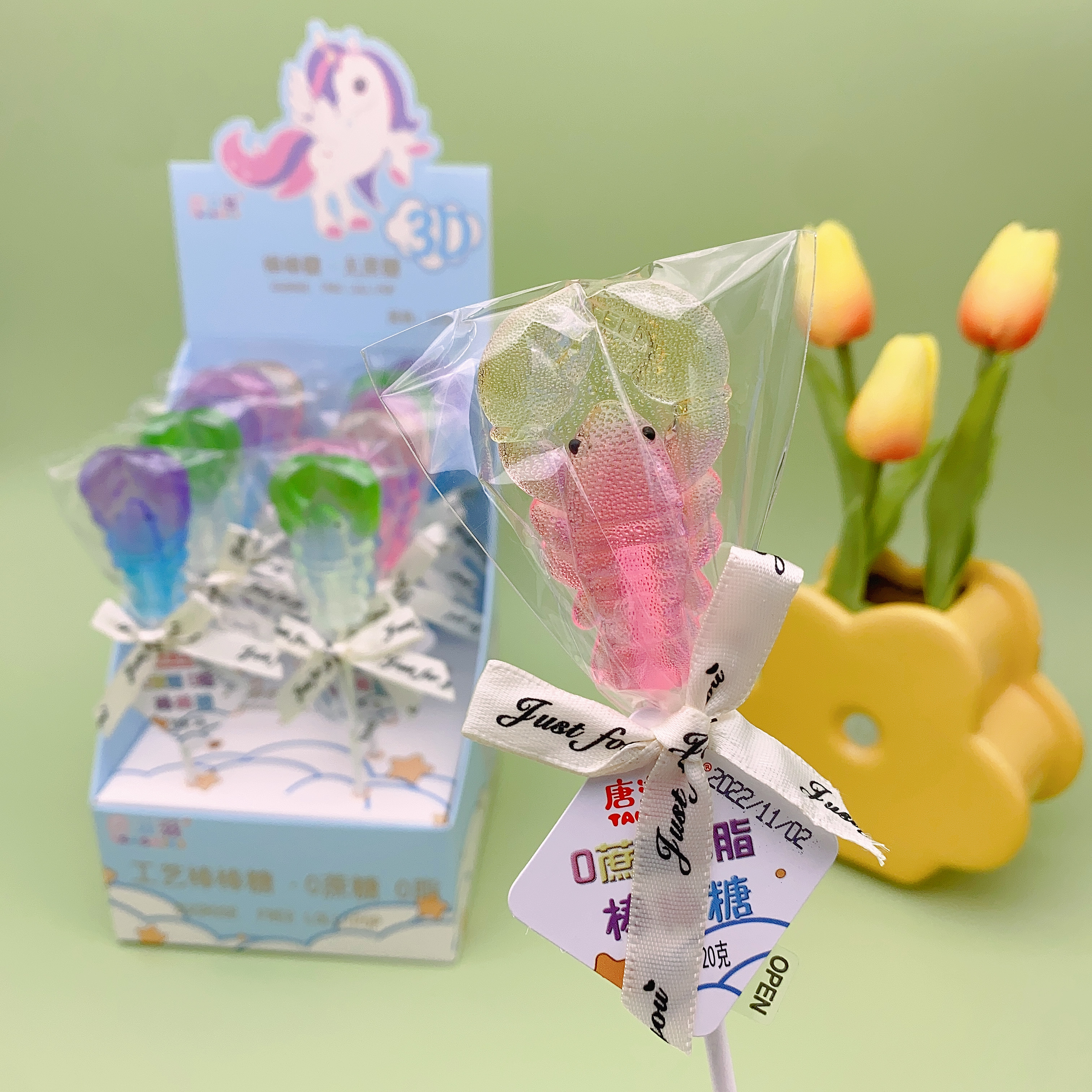 唐滋滋儿童无糖棒棒糖20克纸棒动物图案海豚龙虾螃蟹无蔗糖详情3