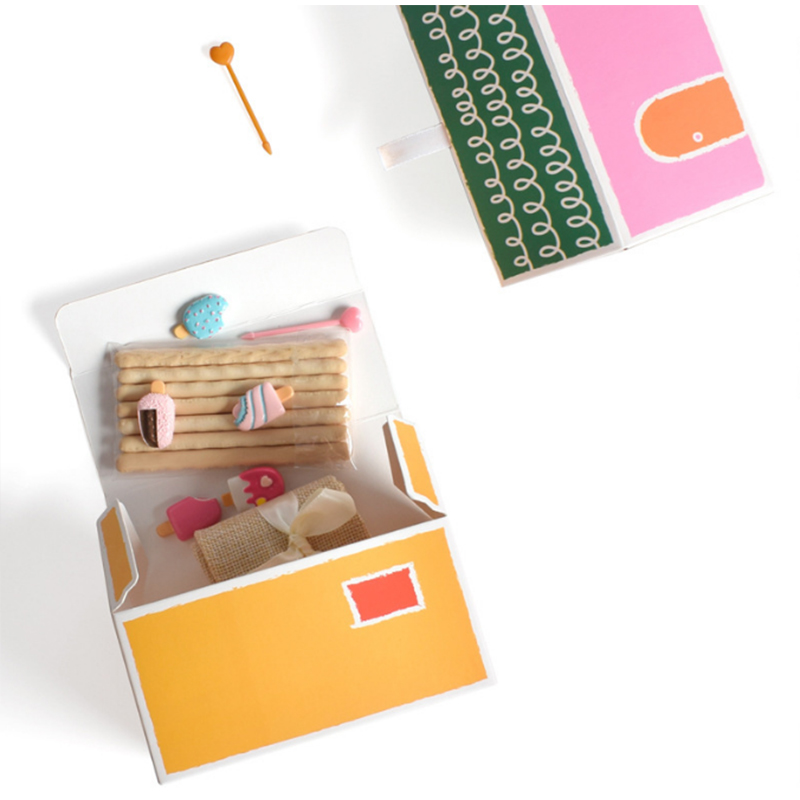 Color Small House Paper Box House Cookies Paper Box Dessert Nougat Candy Candy Box New Year Box Diy Box Specification drawing