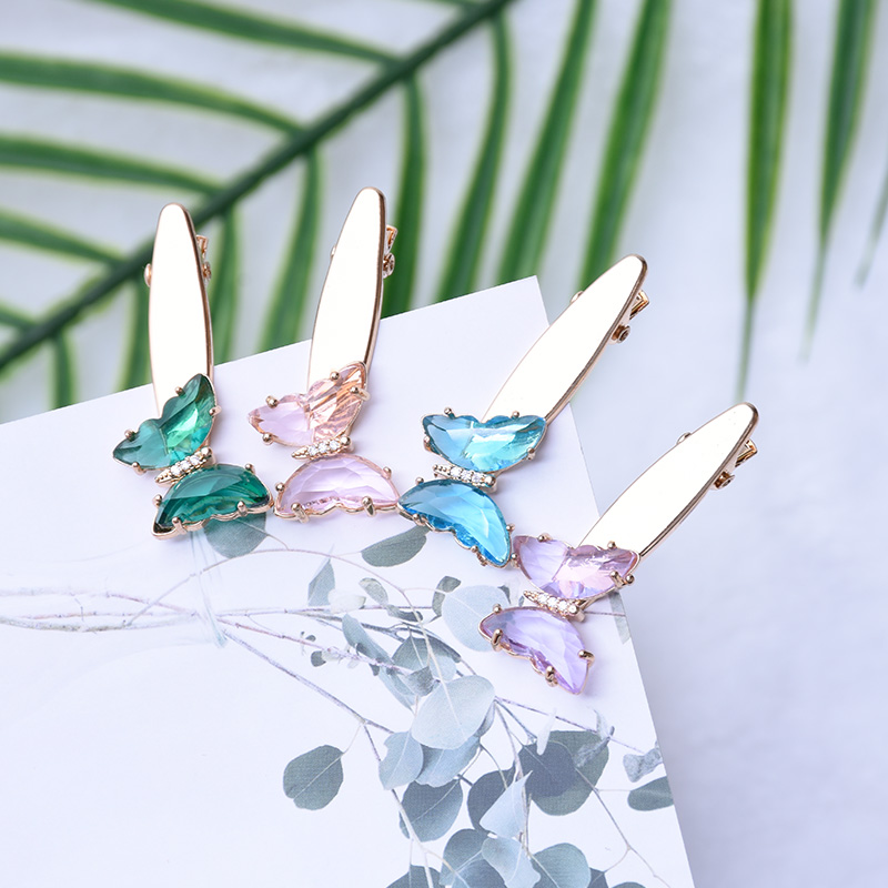 水晶合金压夹头饰仙女 超级仙气 边夹超美蝴蝶发夹 多色刺绣一字夹 刘海边夹抖音外贸专供详情4