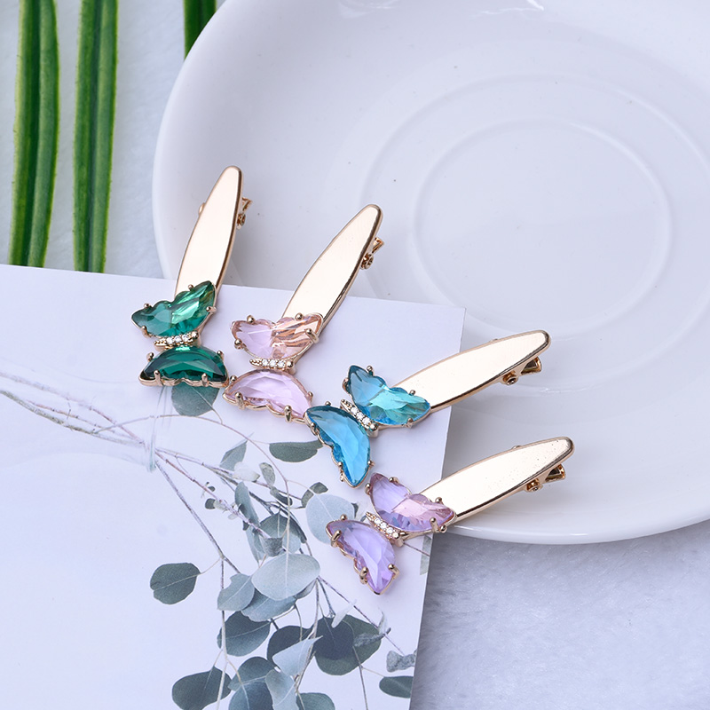 水晶合金压夹头饰仙女 超级仙气 边夹超美蝴蝶发夹 多色刺绣一字夹 刘海边夹抖音外贸专供详情3