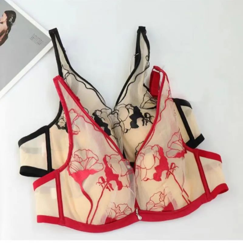 The Mystery of the Magic Box: Ultra-thin large bust, slimming bra, anti-sagging embroidered rabbit ears, thin bra, crystal cup underwear for women pic 5