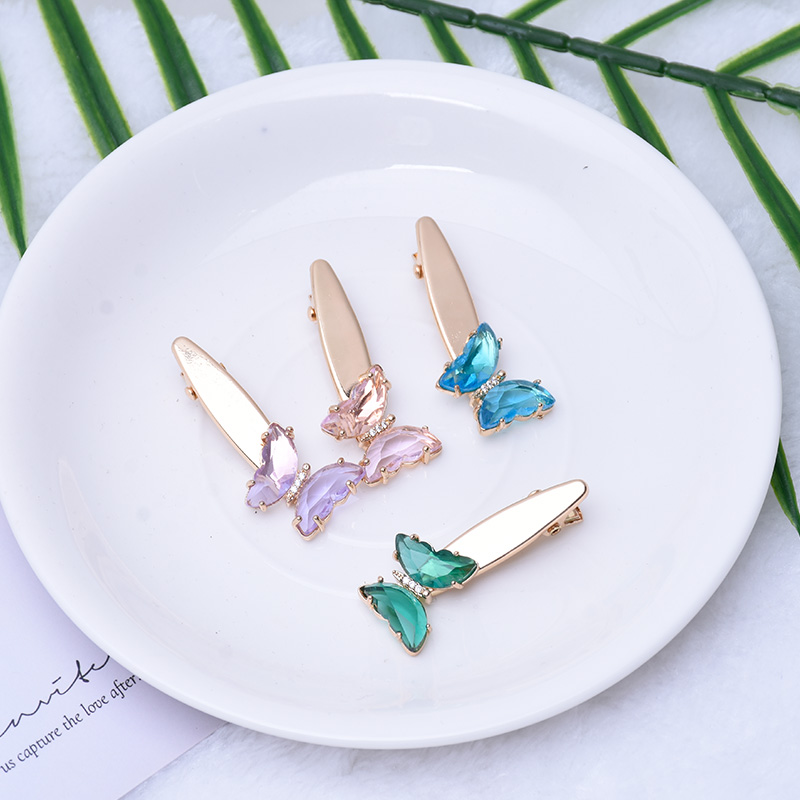 水晶合金压夹头饰仙女 超级仙气 边夹超美蝴蝶发夹 多色刺绣一字夹 刘海边夹抖音外贸专供详情7