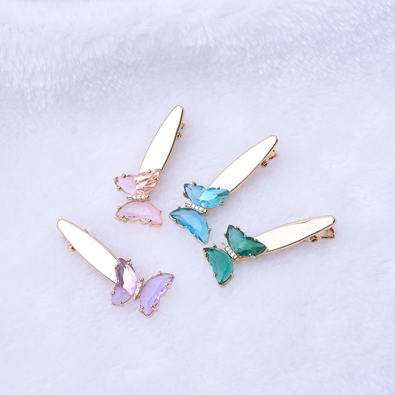 水晶合金压夹头饰仙女 超级仙气 边夹超美蝴蝶发夹 多色刺绣一字夹 刘海边夹抖音外贸专供详情5