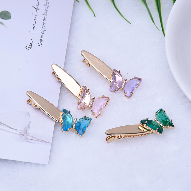 水晶合金压夹头饰仙女 超级仙气 边夹超美蝴蝶发夹 多色刺绣一字夹 刘海边夹抖音外贸专供详情9