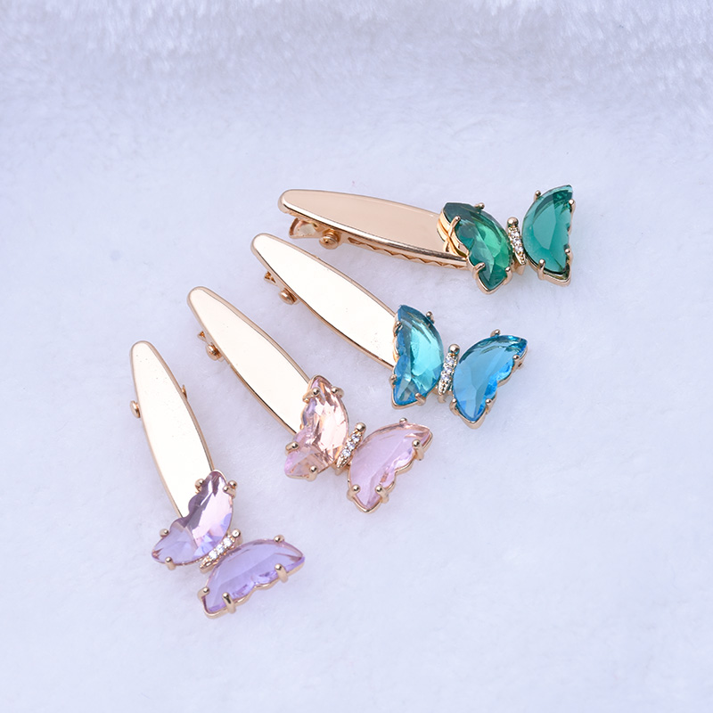 水晶合金压夹头饰仙女 超级仙气 边夹超美蝴蝶发夹 多色刺绣一字夹 刘海边夹抖音外贸专供详情10