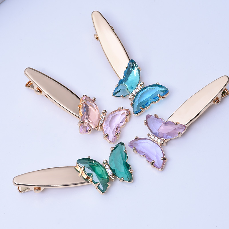 水晶合金压夹头饰仙女 超级仙气 边夹超美蝴蝶发夹 多色刺绣一字夹 刘海边夹抖音外贸专供详情1