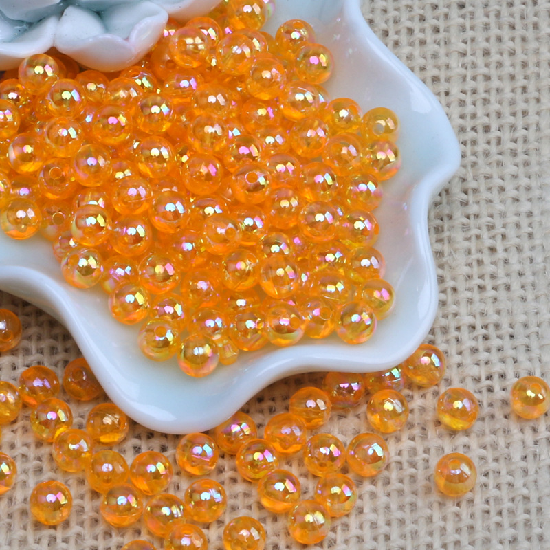 6-12Mm Acrylic Round Straight Hole Transparent Ab Color Diy Hand-Beaded Jewelry Accessories Magic Color Round Beads Wholesale