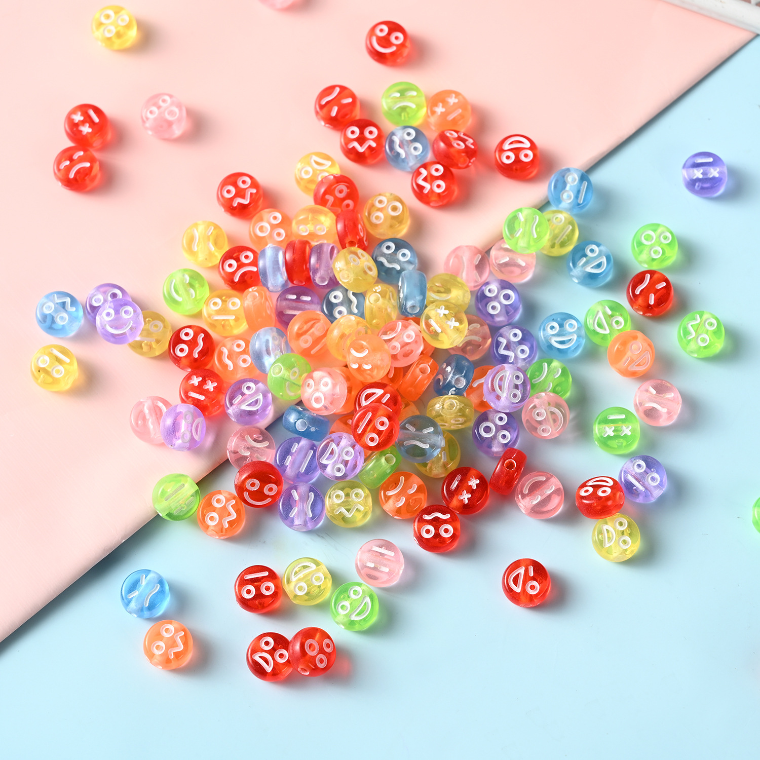 Acrylic 4*7 Emoji Beads Plastic Loose Beads Multi-Color Optional Diy Accessories Wholesale details Picture