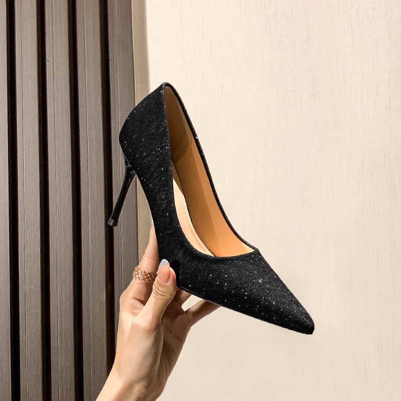 Manufacturers Direct Sales Of New Winter New Stiletto High Heels Large Size Runway Shallow Mouth Fashion Wedding Shoes Bridesmaids Single Shoes details Picture