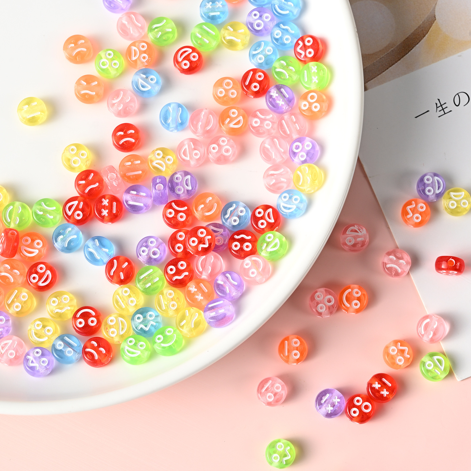 Acrylic 4*7 Emoji Beads Plastic Loose Beads Multi-Color Optional Diy Accessories Wholesale