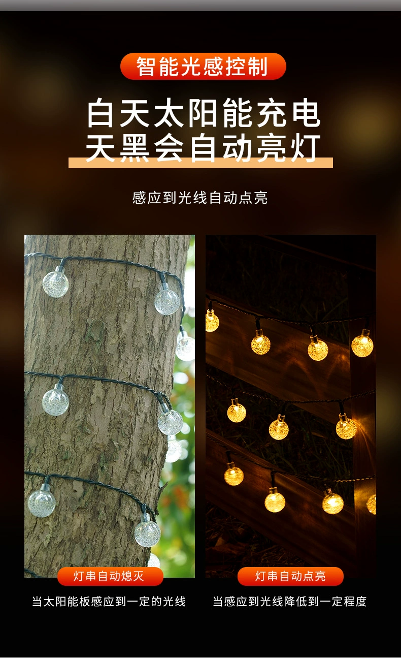 Xinbang Lighting Cross-Border Sales Decorative Lights Solar Camping Lights String Bubble Ball Outdoor Waterproof Courtyard Garden Decorative Ceiling Tent Atmosphere Led Color Lights undefined