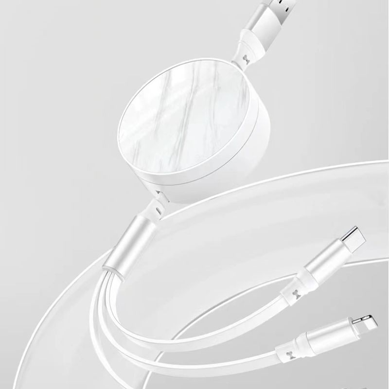 Jinshesheng brand 1.2-meter 6A/120W fully compatible super fast charging three-in-one retractable data cable Specification image