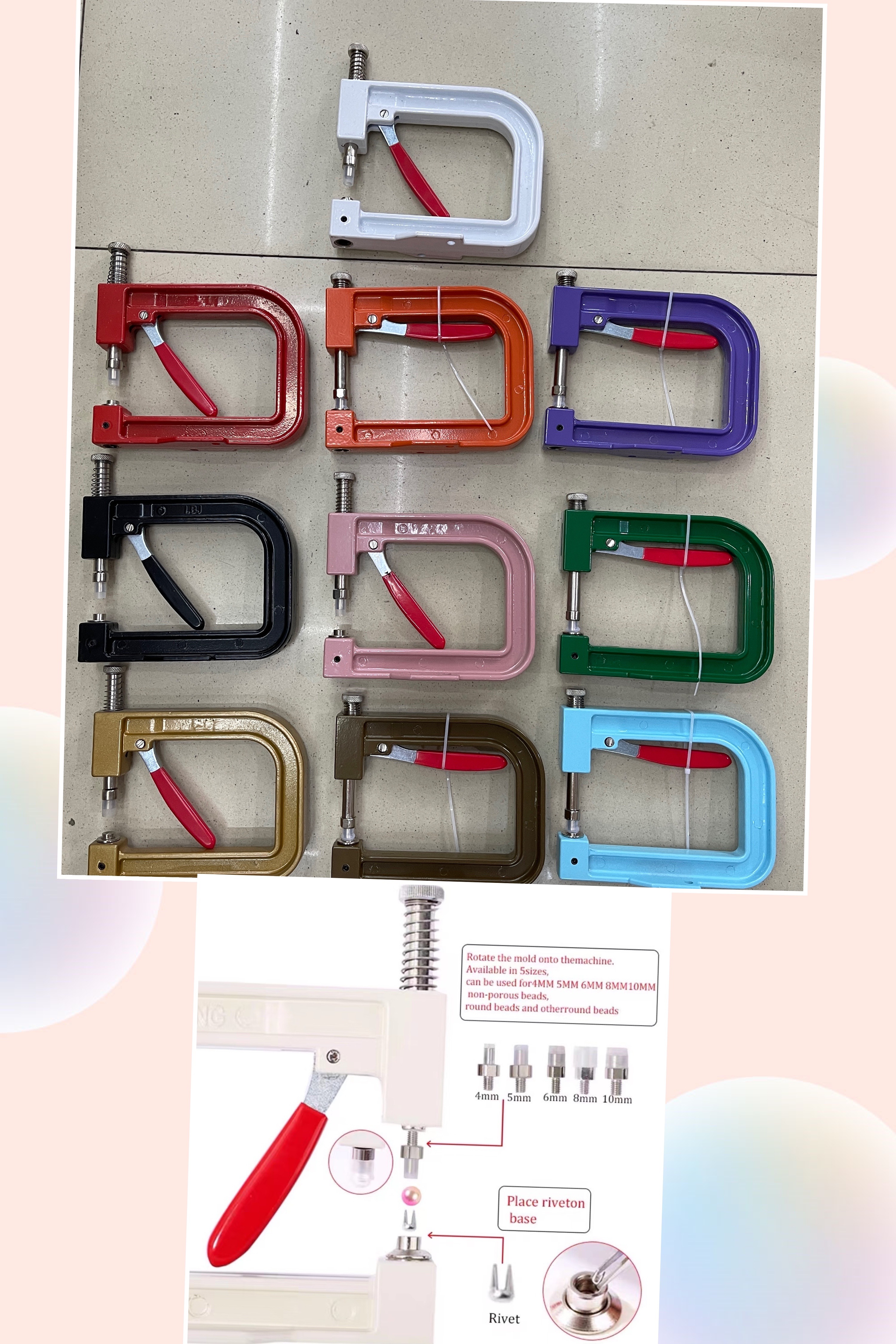 Factory Direct Supply Aluminum Hand Press Bag Buckle Four Button Rivet Pearl Button Air Eye Installation Manual Installation Tools Item Picture