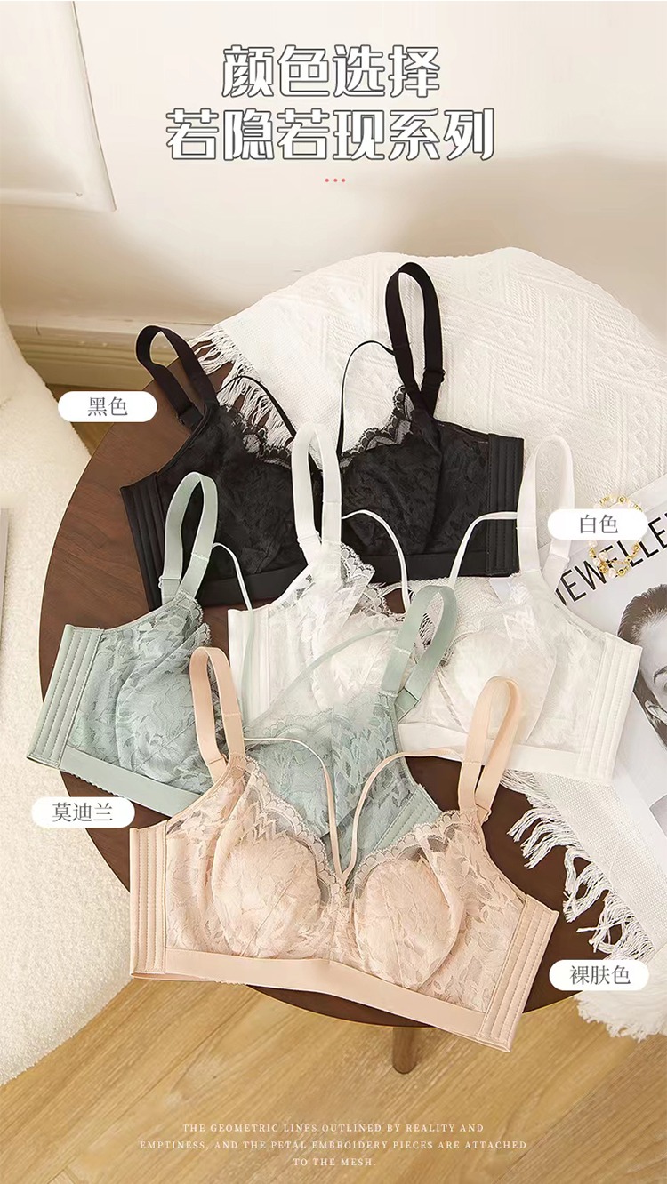 魔盒之谜薄款蕾丝舒适文胸聚拢调整型收副乳内衣女士详情8