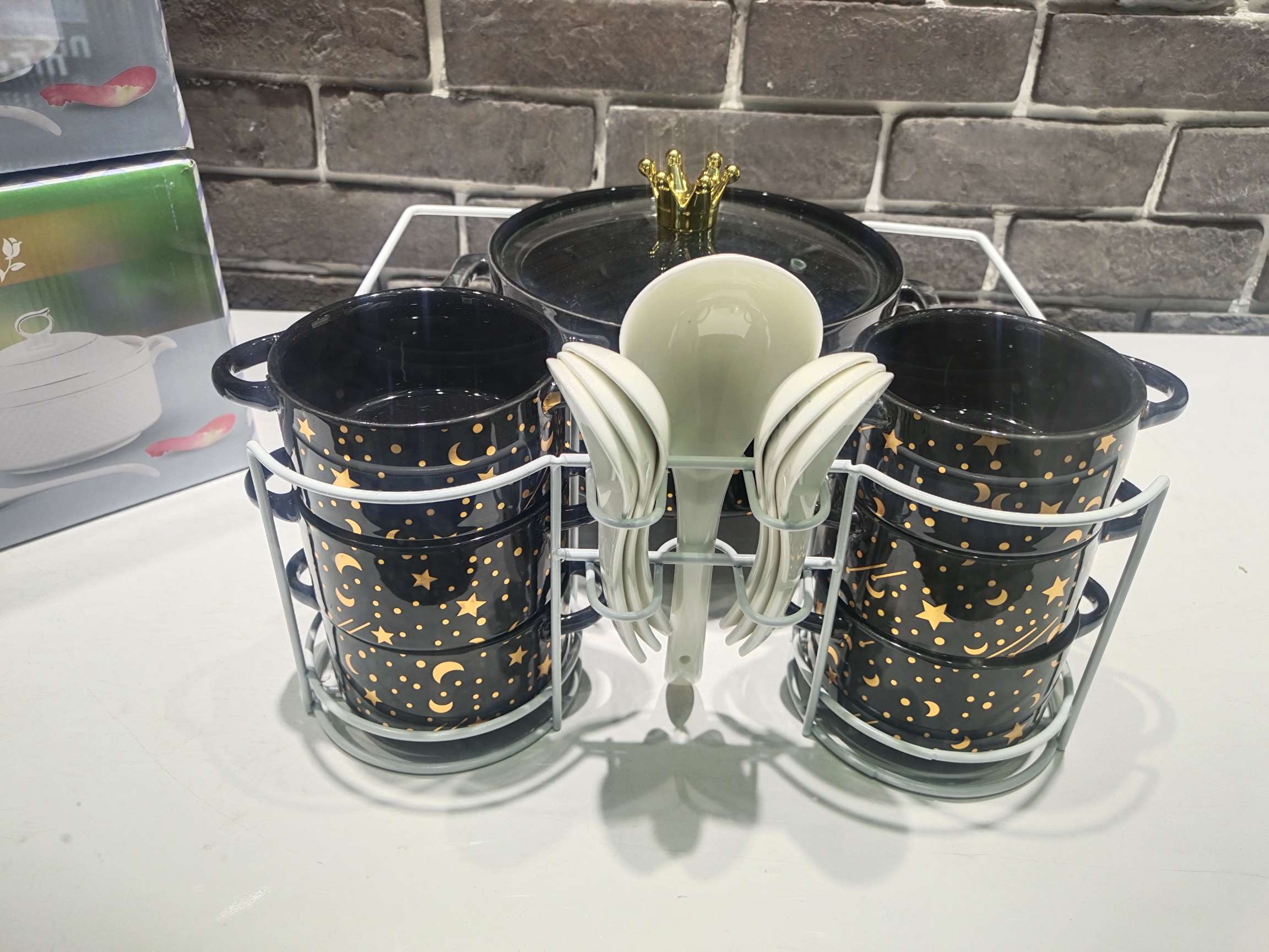 Jingdezhen Ceramic Soup Pot Set Star Star Moon Soup Pot Set Gold-Plated Soup Pot Rice Noodle Pot Stew Pot undefined