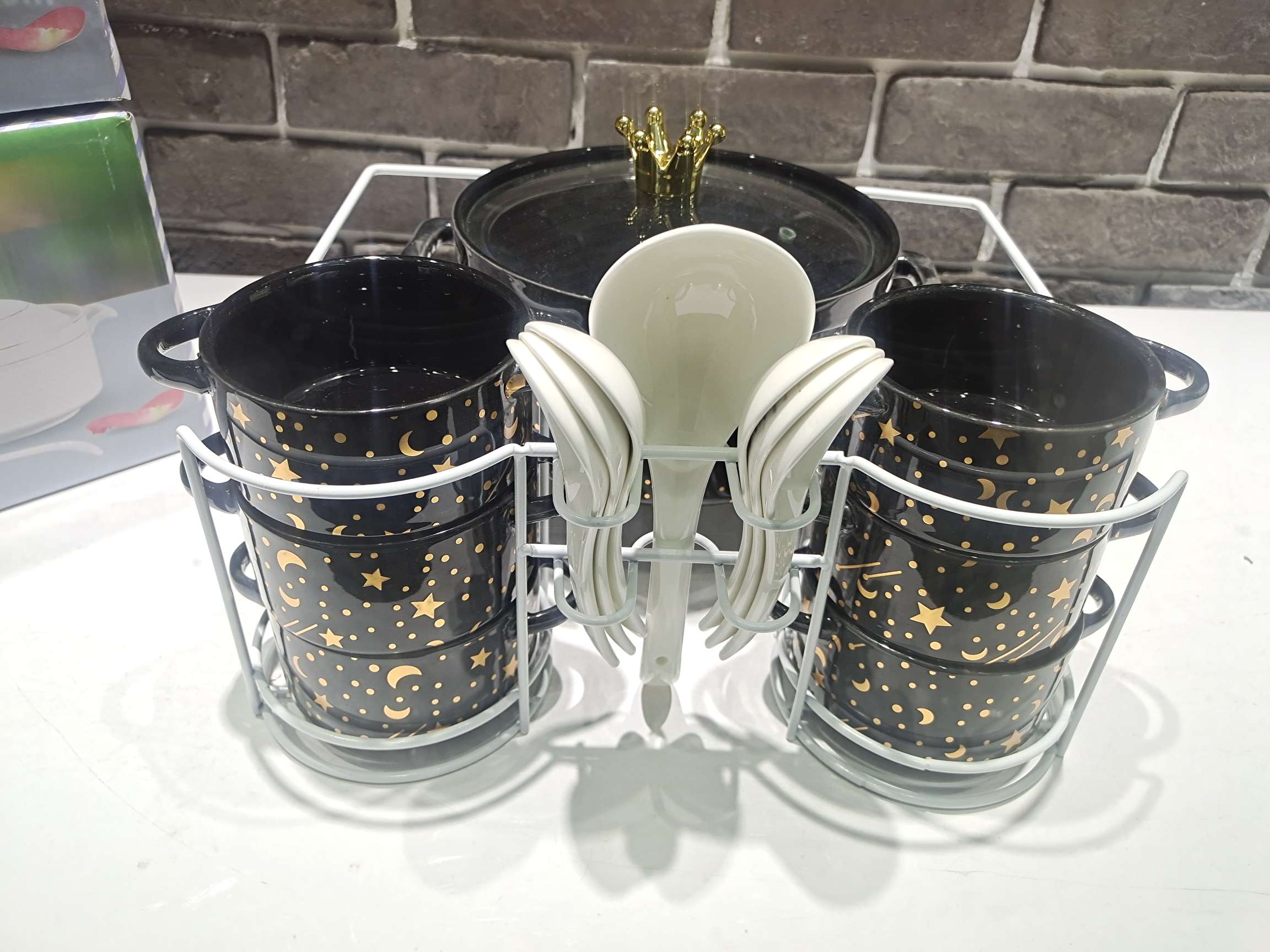 Jingdezhen Ceramic Soup Pot Set Star Star Moon Soup Pot Set Gold-Plated Soup Pot Rice Noodle Pot Stew Pot undefined
