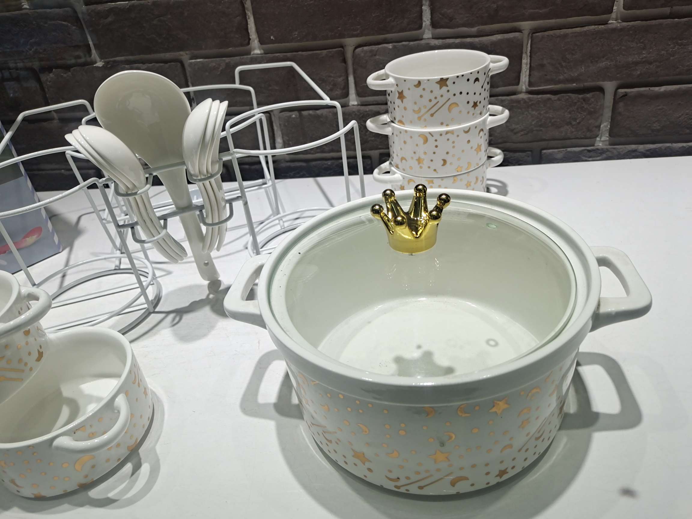 Jingdezhen Ceramic Soup Pot Set Star Star Moon Soup Pot Set Gold-Plated Soup Pot Rice Noodle Pot Stew Pot Specification drawing