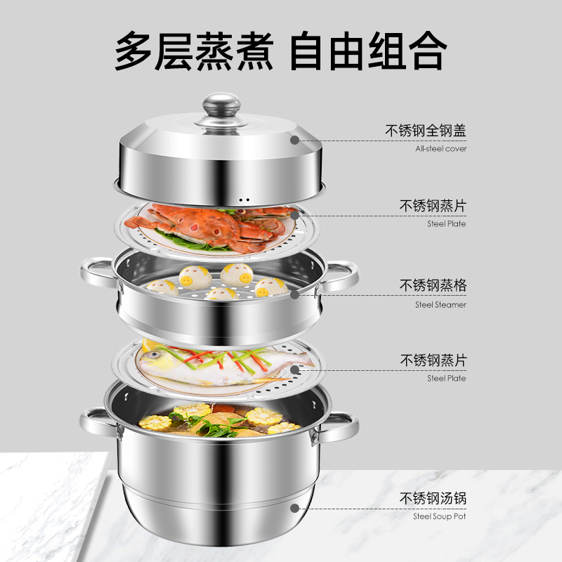Steel Master Steamer Stainless Steel Sleeve Pot Boiling Pot Stockpot Non-Stick Pan 5 Film Application Scenario